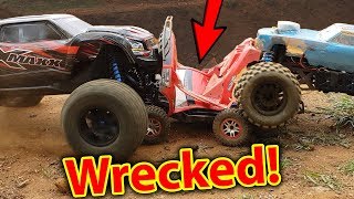 RC Car FULL ON Demolition Derby  Traxxas XMaxx  HPI Savage Kills Slash 4x4 [upl. by Gona113]