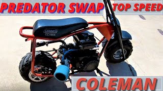 Coleman cc100x minibike gets a Predator 212 swap  Coleman Predator swap [upl. by Dlnaod]