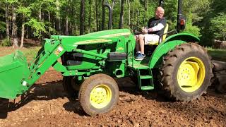 John Deere 5045e Disking the Garden with Ford Lift E Model Disk 124 [upl. by Mccoy]