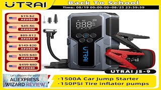 UTRAI 1500A Car Jump Starter Power Bank Portable 150PSI Air Pump Car Review [upl. by Charo503]