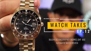 WATCH TAKES EP12 Bulova Oceanographer GMT Snorkel 666 Watch Review 97B215 in Rose GoldRoot Beer [upl. by Audi]