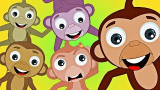 Five Little Monkeys Song  HooplaKidz Nursery Rhymes amp Kids Songs [upl. by Ahsinnor]