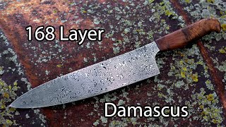 Forging a 168 Layer Damascus Chef Knife [upl. by Nilrac621]