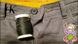 How To Sew A Button Onto Pants  DIY Easy To Follow Steps Life Hack [upl. by Atwekk]