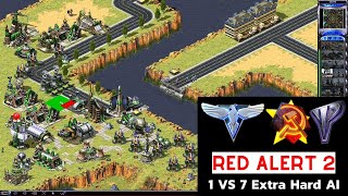 Red Alert 2 Yuris Revenge I Glints Collide Map I 1 Korea vs 7 Brutal Ai [upl. by Akahs746]