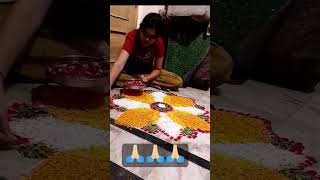 Flower Rangoli rangoli diwalirangoli flowers 🌸🌹🌺🌼🥀🌷💐 newvideo enjoy decoration tanya song [upl. by Burgess928]