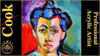 How to Paint an Impressionistic Portrait of Mrs Matisse in Acrylics for Beginners [upl. by Wanids125]