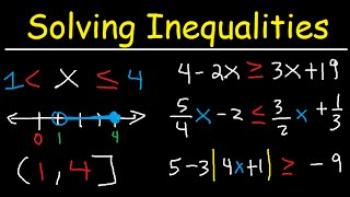 Solving Inequalities Interval Notation Number Line Absolute Value Fractions amp Variables  Algebra [upl. by Monafo]