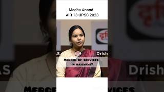 Your view on merger of services in railways UPSC mock interview Medha Anand AIR 13 UPSC 2023 upsc [upl. by Yul31]