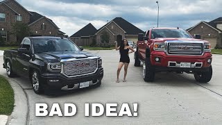 I LET MY SISTER DRIVE MY TRUCKS ALMOST CRASHED [upl. by Sasha216]