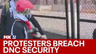 WATCH Chicago protestors breach security perimeter outside the DNC [upl. by Ttennaj754]