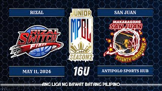 Junior MPBL Season 2  Rizal Switch Fiber VS Makabagong San Juan Mighty Warriors  16U [upl. by Adnoloy]