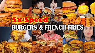 Mukbangers Eating 🍔 BURGERS amp 🍗 Fried Chicken Compilations 5x Speed  Mukbang Asmr 🍔🍗🍟  ASMR [upl. by Fugate]