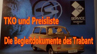 Die Begleitdokumente zum Trabant 601 Kombi TKO Preisliste etc [upl. by Aicenet]