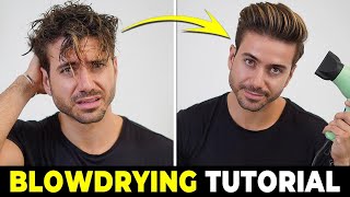 HOW TO USE A HAIR DRYER  Blowdrying Tutorial  Mens Hairstyle Tutorial 2022 [upl. by Laetitia]