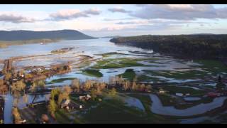 4K Drone Filming Flooding Cowichan Bay BC Canada 10 MAR 16 [upl. by Esli]