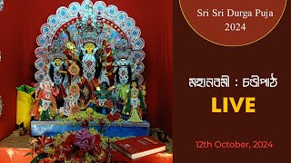 মহানবমী  চণ্ডীপাঠ  LIVE  Cardboard Durga Puja 2024  Sayans art zone [upl. by Jamie]