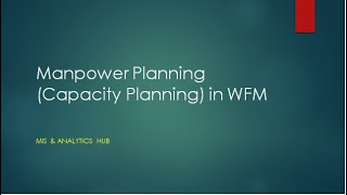 Manpower Planning Capacity Planning  For WFM [upl. by Ariuqahs31]