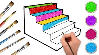 Passos fáceis e simples para desenhar Stairs  Aprenda a desenhar Tutorial  Chiki Art Brasil [upl. by Rohn]