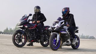 2025 Pulsar 220 BS7 VS Yamaha R15M  Legendary Race [upl. by Batha]