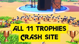 ALL 11 Trophies Walkthrough in Crash Site  ASTRO BOT Trophy guide [upl. by Lerad]