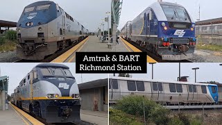 Amtrak amp BART Trains at Richmond Station [upl. by Gabbert]