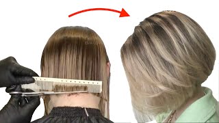 Bob Haircut Tutorial  How To Cut Angled Bob  Medium Bob Haircut Eva Lorman [upl. by Sension29]