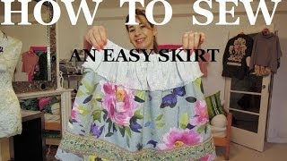 How to Sew an Elasticated waist skirt for beginners [upl. by Attem702]