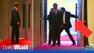 Awkward moment Xi Jinping’s aide forcefully blocked from entering BRICS summit [upl. by Akilaz]