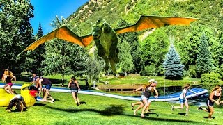 Human Zipline Slip and Slide with Petes Dragon  DEVINSUPERTRAMP [upl. by Aerdnaz]