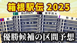 【箱根駅伝2025】優勝候補國學院駒澤青学創価の区間予想！【総編集】 [upl. by Ardnohs]