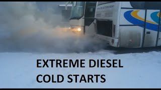 Extreme DIESEL hard cold start compilation 34  Odpalanie diesli na mrozie [upl. by Magas]