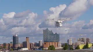 VoloDrone  First Public Flight with Logistics Heavyweight DB Schenker  Volocopter [upl. by Laeno6]