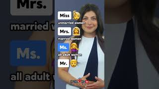 Miss Mrs Ms Mr  Learn the difference english vocabulary shorts [upl. by Anayad]