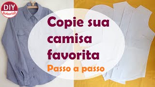 Como tirar o molde de camisa pronta  copiando sua peça favorita 1 DIY tutorial [upl. by Zetrok190]