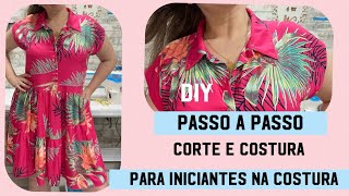 👗VESTIDO DE VISCOSE SOLTINHO COM GOLA E BOTÕES DIY FÁCIL SEM MOLDE passoapasso costurando dress [upl. by Tuttle32]