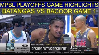 BACOOR CITY STRIKERS VS BATANGAS EMBASSY CHILL  MPBL PLAYOFFS SOUTH DIVISION FINALS GAME 1 [upl. by Eelloh556]