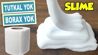 TUTKALSIZ BORAKSSIZ KOLAY SLIME  SLAYM  Peçete Slime Nasıl Yapılır  HOPPİ TV [upl. by Itsim]