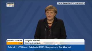 Angela Merkel zum Rücktritt von Papst Benedikt XVI  VOR ORT vom 11022013 [upl. by Bultman]