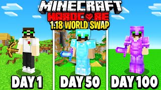 WE Survived 100 days in 3 DIFFERENT WORLDS in Hardcore Minecraft Trio 100 days [upl. by Ytak343]