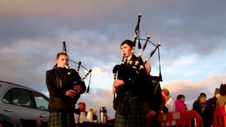 Scottish Pipers New Years Day Dook Broughty Ferry Harbour Dundee Scotland 2012 [upl. by Astrahan]