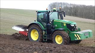 John Deere 6230R Tractor Plough Busy Working [upl. by Douville]