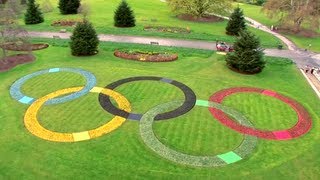 Giant Olympic Rings in Kew Gardens  London 2012 100daystogo [upl. by Hyman]