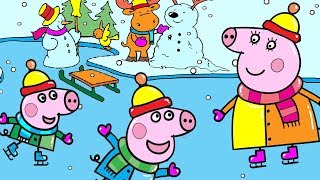 Peppa Wutz Weihnachten ⛸️ Schlittschuhlaufen mit Peppa ⛸️ Peppa Pig coloring book [upl. by Mook]