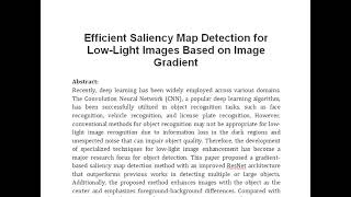 Efficient Saliency Map Detection for Low Light Images Based on Image Gradient [upl. by Nagirrek]