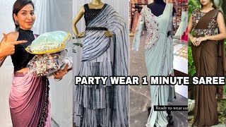 Meesho party wear 1 minute saree haulvery stylish ready to wear saree collectionTry On Review [upl. by Laefar]