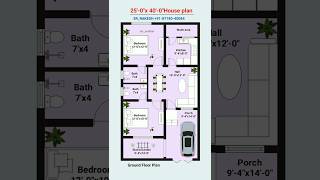 25x40 house plan 2bhk with car parking 25x40 home plan 25x40 house design mrcivilian houseplan [upl. by Bellis51]