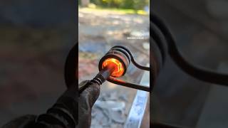 Hammering hex lag screws into square heads induction anvil blacksmith [upl. by Enairb]