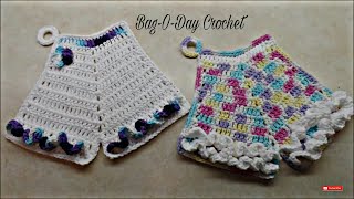 Easy Crochet Vintage Bloomers Potholder TUTORIAL 296 Bagoday Crochet [upl. by Ddart]