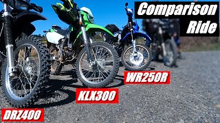 2021 KLX300 WR250R amp DRZ400 Comparison Ride  New School vs Old School Dual Sports [upl. by Selwyn392]